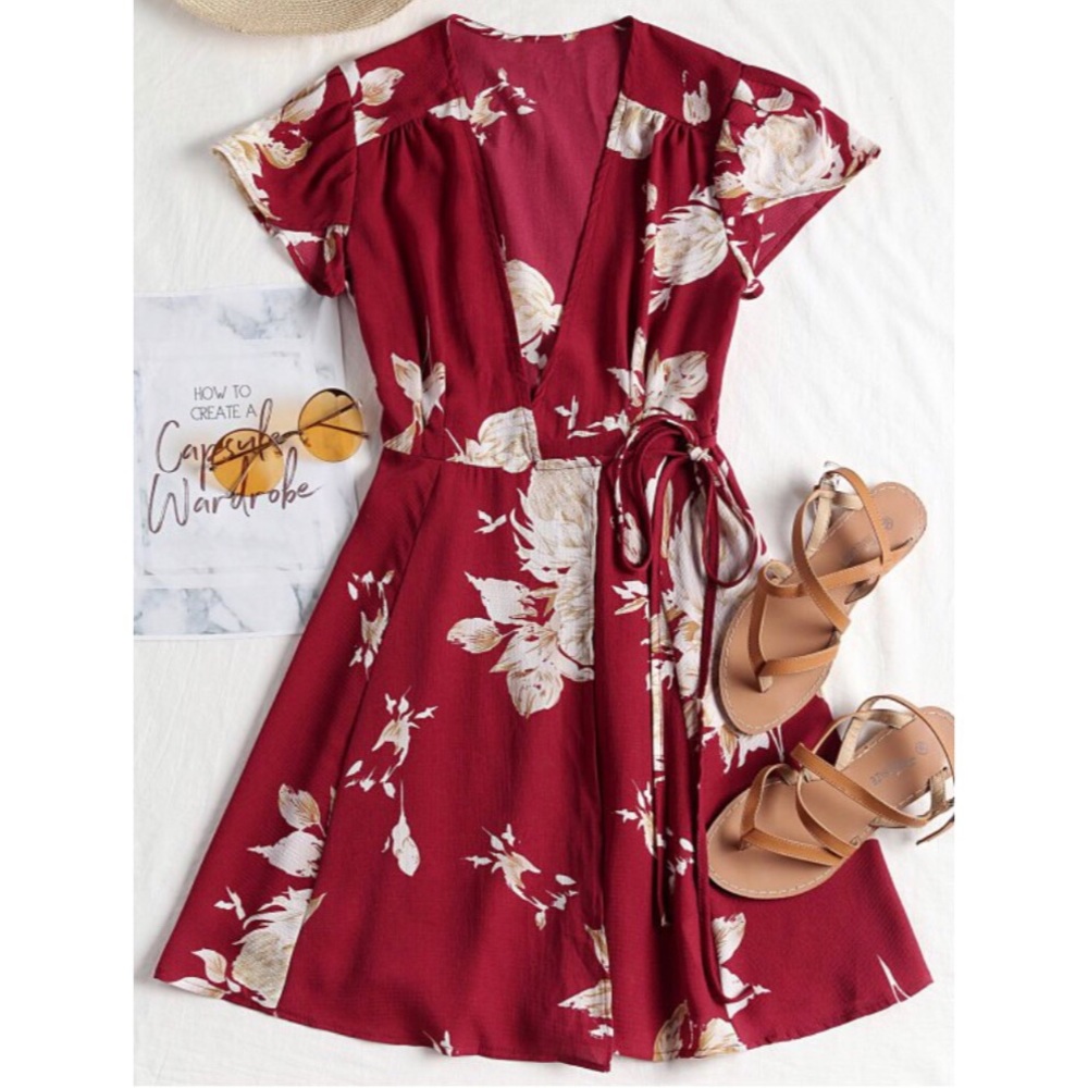 Cap Sleeve Wrap Mini Dress